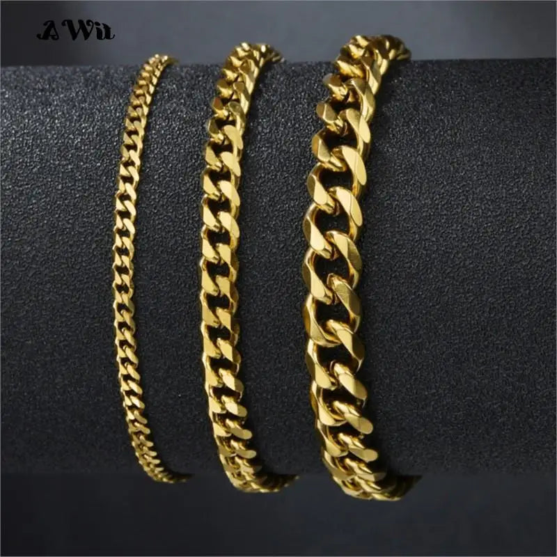 Chunky Miami Curb Chain Bracelet for Men Stainless Steel Cuban Link Silver Color Classic Punk Jewelry 3-11mm 
