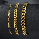Chunky Miami Curb Chain Bracelet for Men Stainless Steel Cuban Link Silver Color Classic Punk Jewelry 3-11mm 