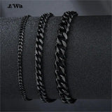 Chunky Miami Curb Chain Bracelet for Men Stainless Steel Cuban Link Silver Color Classic Punk Jewelry 3-11mm 