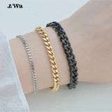 Chunky Miami Curb Chain Bracelet for Men Stainless Steel Cuban Link Silver Color Classic Punk Jewelry 3-11mm 