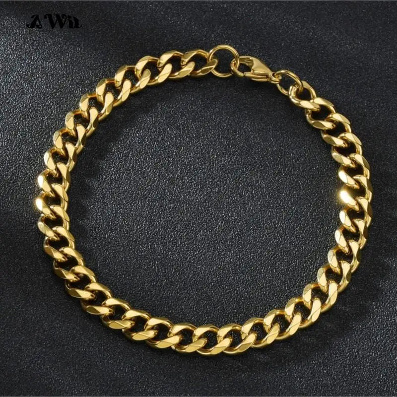 Chunky Miami Curb Chain Bracelet for Men Stainless Steel Cuban Link Silver Color Classic Punk Jewelry 3-11mm 