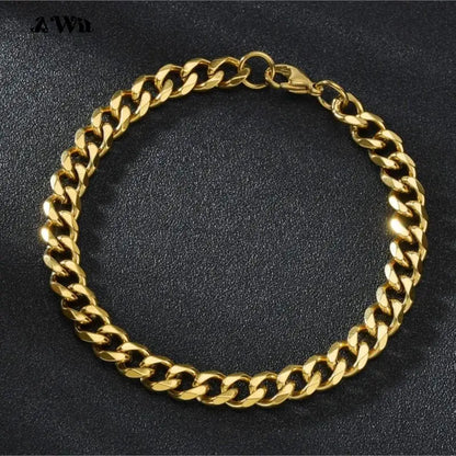 Pulsera gruesa de cadena Miami para hombre, de acero inoxidable, con eslabones cubanos, color plata, joyería punk clásica, de 3 a 11 mm 
