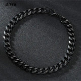 Chunky Miami Curb Chain Bracelet for Men Stainless Steel Cuban Link Silver Color Classic Punk Jewelry 3-11mm 