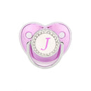 Chupete morado metalizado con tapa, chupete de silicona sin BPA, nombre con inicial, chupete mordedor, regalo para baby shower 