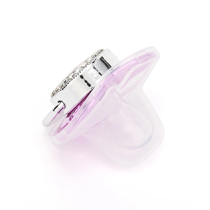 Chupete morado metalizado con tapa, chupete de silicona sin BPA, nombre con inicial, chupete mordedor, regalo para baby shower 