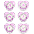 Chupete morado metalizado con tapa, chupete de silicona sin BPA, nombre con inicial, chupete mordedor, regalo para baby shower 