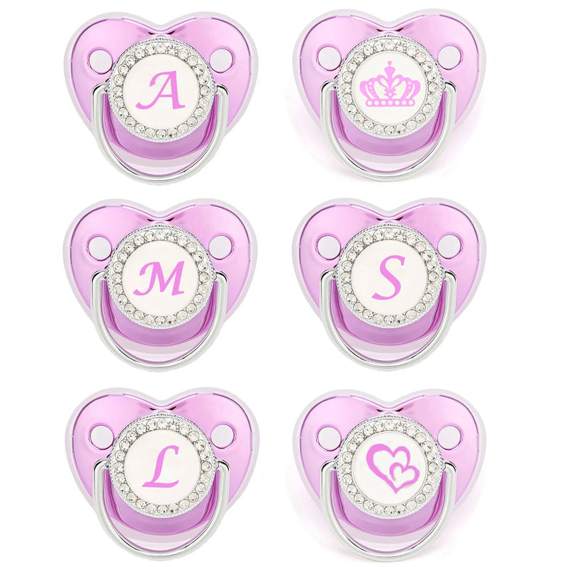 Chupete morado metalizado con tapa, chupete de silicona sin BPA, nombre con inicial, chupete mordedor, regalo para baby shower 