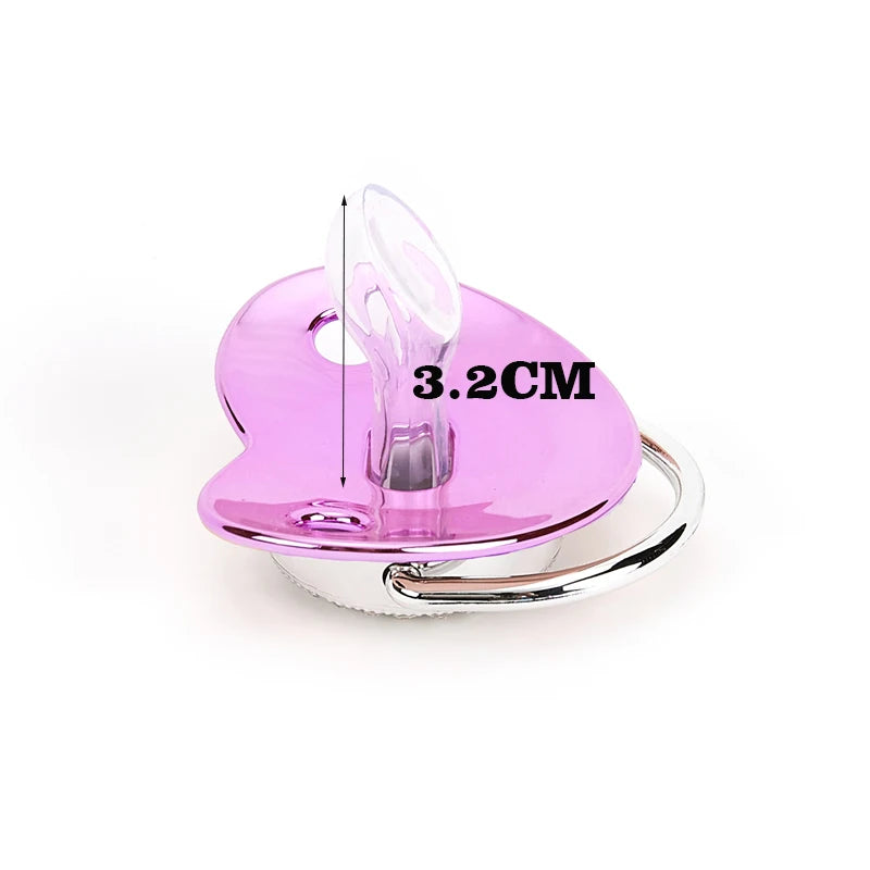 Chupete morado metalizado con tapa, chupete de silicona sin BPA, nombre con inicial, chupete mordedor, regalo para baby shower 