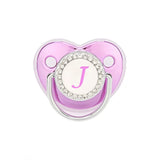 Metallic Purple Baby Pacifier with Cap, BPA Free Silicone Pacifier, Initial Letter Name, Dummy Teether, Baby Shower Gifts 