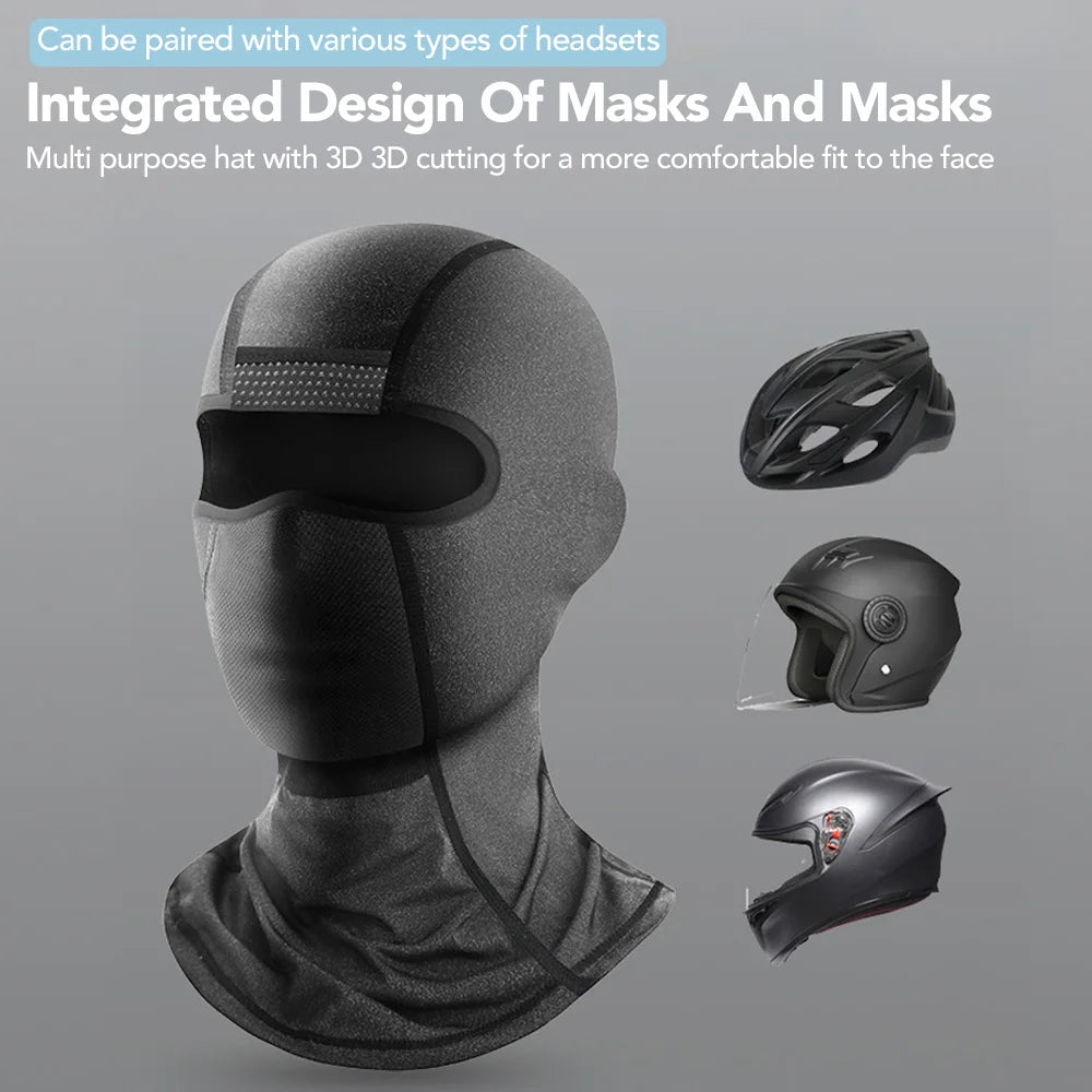 Cycling Ice Silk Full Face Mask, Motorcycle Head Cover, UV Protection Balaclava, Quick Dry Outdoor Face Mask, New, L 