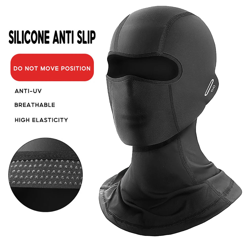 Cycling Ice Silk Full Face Mask, Motorcycle Head Cover, UV Protection Balaclava, Quick Dry Outdoor Face Mask, New, L 