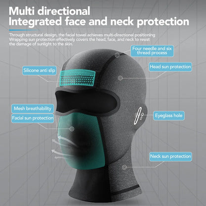 Cycling Ice Silk Full Face Mask, Motorcycle Head Cover, UV Protection Balaclava, Quick Dry Outdoor Face Mask, New, L 