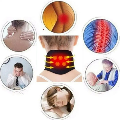 Cinta de suporte para pescoço, massagem cervical magnética com autoaquecimento para relaxamento e calor, sem necessidade de eletricidade reutilizável