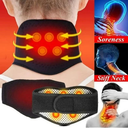 Cinta de suporte para pescoço, massagem cervical magnética com autoaquecimento para relaxamento e calor, sem necessidade de eletricidade reutilizável