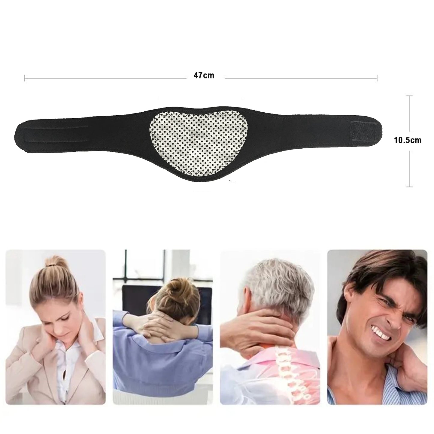 Cinta de suporte para pescoço, massagem cervical magnética com autoaquecimento para relaxamento e calor, sem necessidade de eletricidade reutilizável