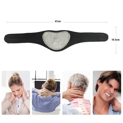 Cinta de suporte para pescoço, massagem cervical magnética com autoaquecimento para relaxamento e calor, sem necessidade de eletricidade reutilizável