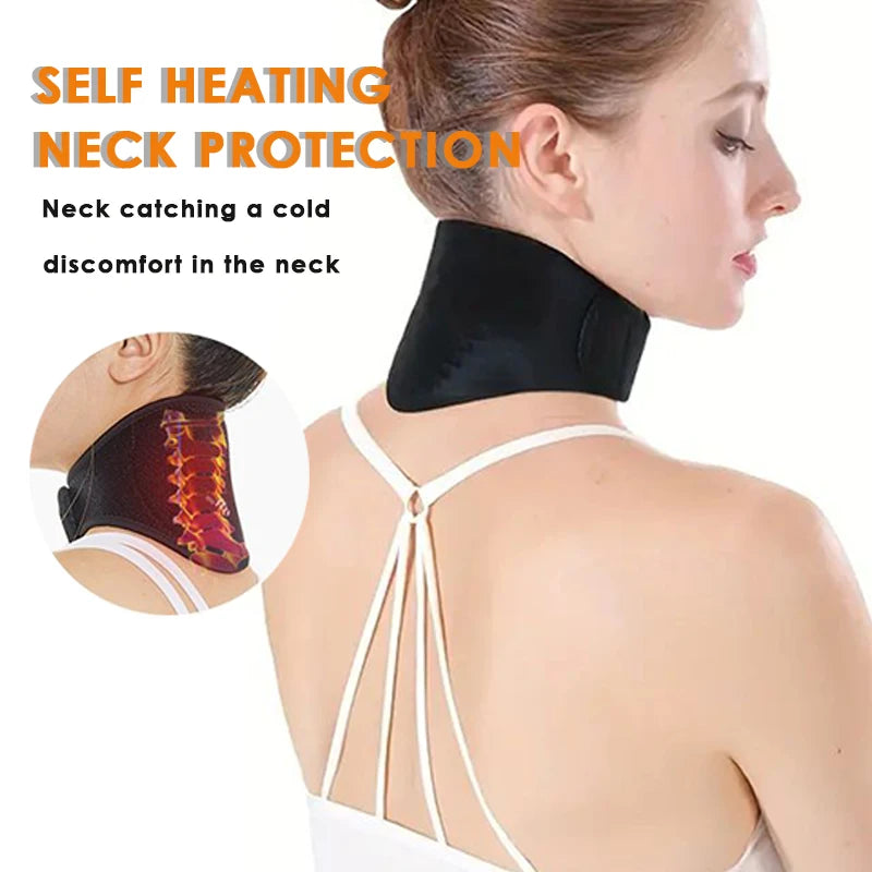 Cinta de suporte para pescoço, massagem cervical magnética com autoaquecimento para relaxamento e calor, sem necessidade de eletricidade reutilizável