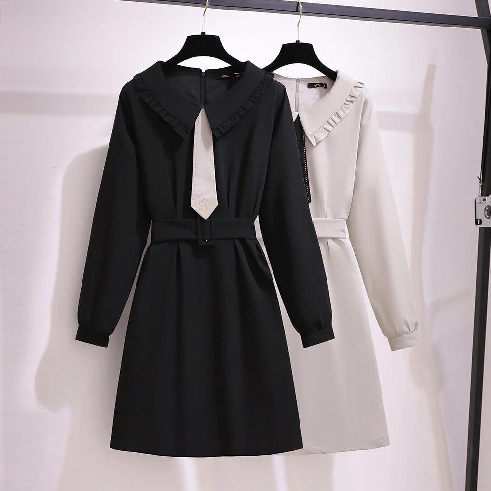 Cinto de vestido estilo universitário feminino, lazer, tamanho grande, cor sólida, design da cintura, decoração de gravata, depuração especial, primavera e outono