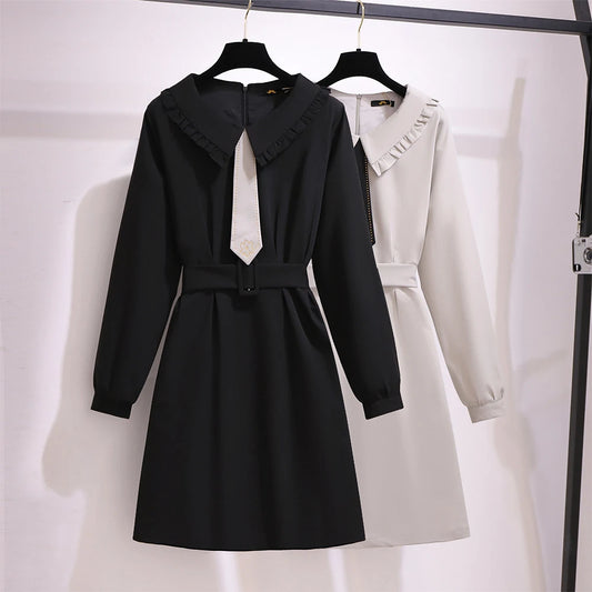 Cinto de vestido estilo universitário feminino, lazer, tamanho grande, cor sólida, design da cintura, decoração de gravata, depuração especial, primavera e outono
