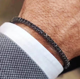 Clássico Punk Aço Inoxidável Link Chain Bracelet para Homens e Mulheres, Pulseira de tênis, Ouro, Preto, Cor Prata, Zircão, Jóias Presente
