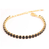 Clássico Punk Aço Inoxidável Link Chain Bracelet para Homens e Mulheres, Pulseira de tênis, Ouro, Preto, Cor Prata, Zircão, Jóias Presente
