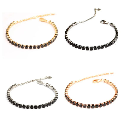 Pulsera clásica punk de acero inoxidable para hombre y mujer, con eslabones, color dorado, negro y plateado, con circonitas. 