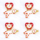 Clip para chupete de bebé personalizado con circonita roja, mordedor de silicona para bebé, libre de BPA, mordedor de lujo para recién nacidos, 26 letras 