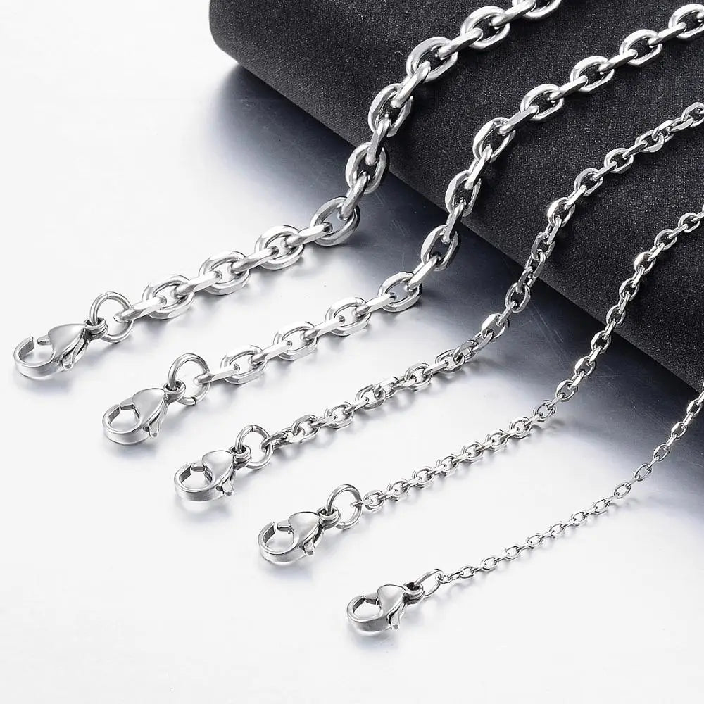Colar de Aço Inoxidável para Homens e Mulheres, Cor Prata, O Shape Chain, New Fashion Jewelry, 1.6mm, 2.4mm, 3mm, 4mm, 5mm