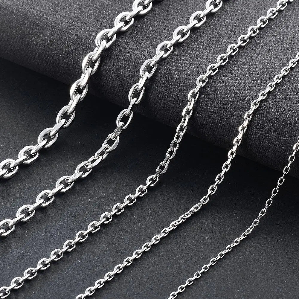 Colar de Aço Inoxidável para Homens e Mulheres, Cor Prata, O Shape Chain, New Fashion Jewelry, 1.6mm, 2.4mm, 3mm, 4mm, 5mm