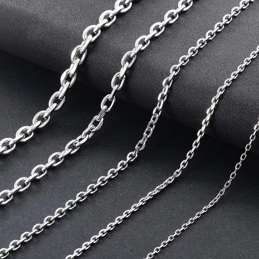 Colar de Aço Inoxidável para Homens e Mulheres, Cor Prata, O Shape Chain, New Fashion Jewelry, 1.6mm, 2.4mm, 3mm, 4mm, 5mm
