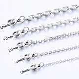 Colar de Aço Inoxidável para Homens e Mulheres, Cor Prata, O Shape Chain, New Fashion Jewelry, 1.6mm, 2.4mm, 3mm, 4mm, 5mm