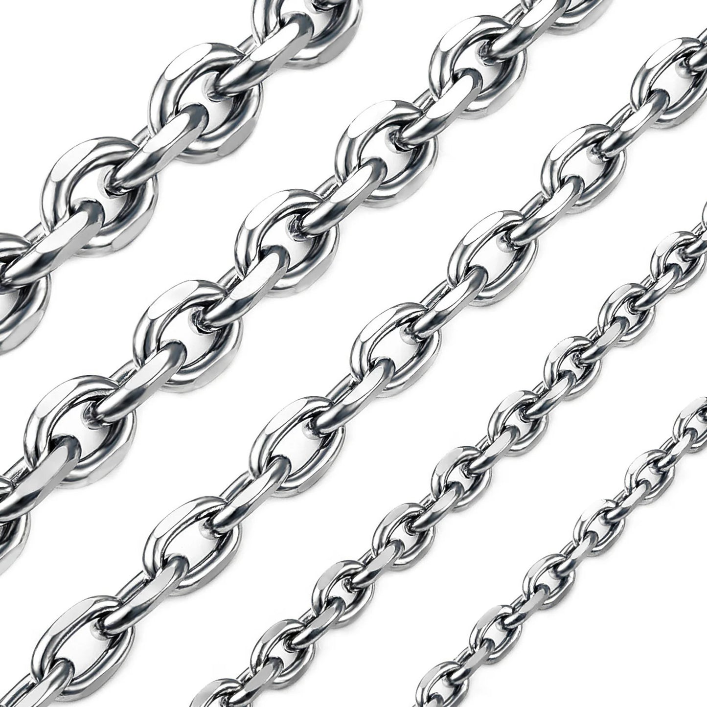 Collar de acero inoxidable para hombre y mujer, color plateado, cadena en forma de O, nueva joyería de moda, 1,6 mm, 2,4 mm, 3 mm, 4 mm, 5 mm 