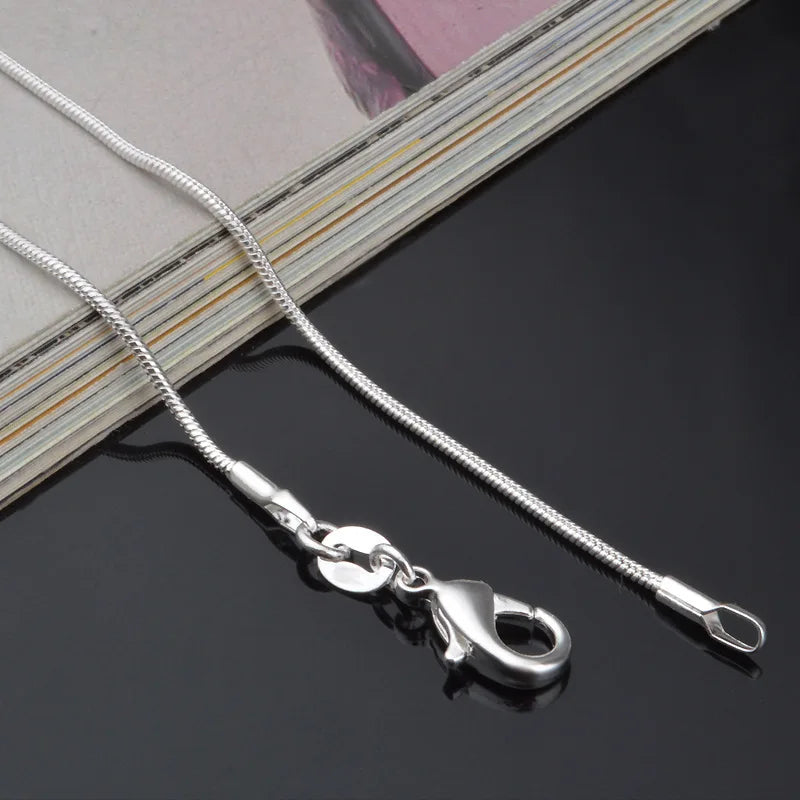 Colar de Corrente Cobra para Homens e Mulheres, prata esterlina 925, moda tira, alta qualidade, 1mm