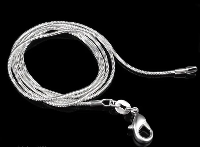 Colar de Corrente Cobra para Homens e Mulheres, prata esterlina 925, moda tira, alta qualidade, 1mm