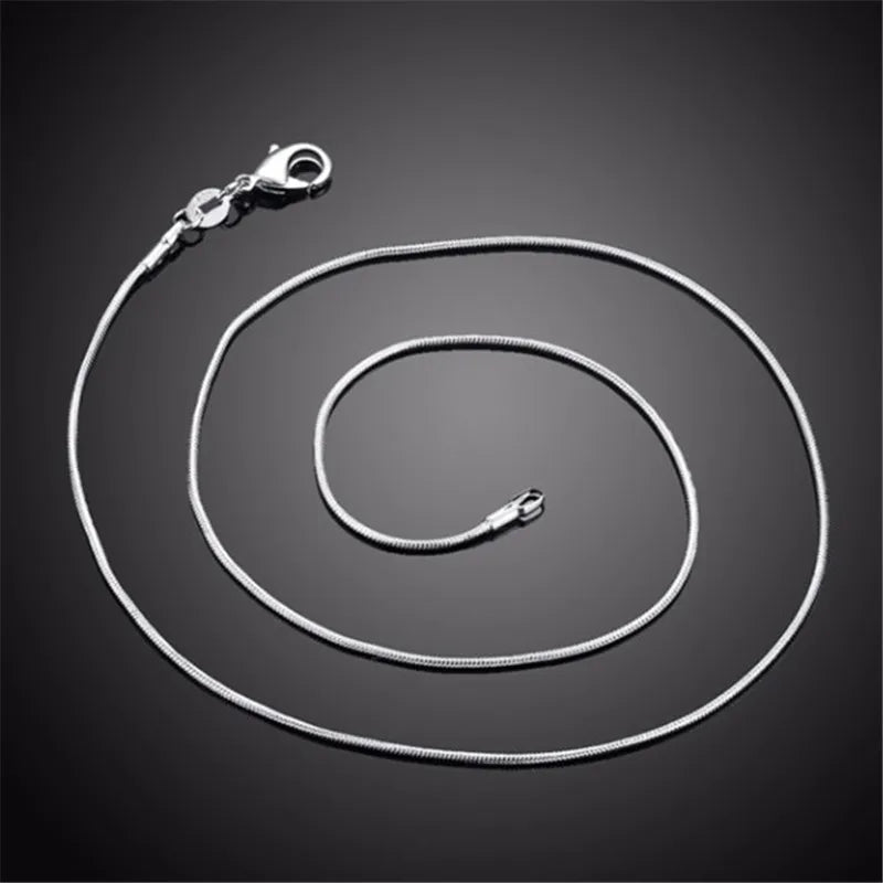 Colar de Corrente Cobra para Homens e Mulheres, prata esterlina 925, moda tira, alta qualidade, 1mm
