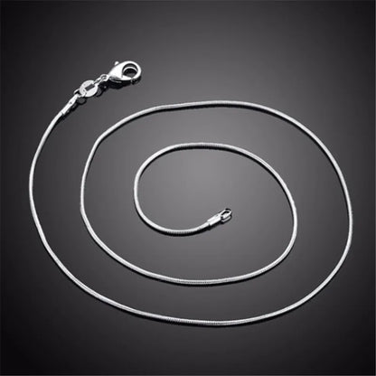Snake Chain Necklace for Men and Women, 925 Sterling Silver, Fashion Sliver, High Quality, 1mm 