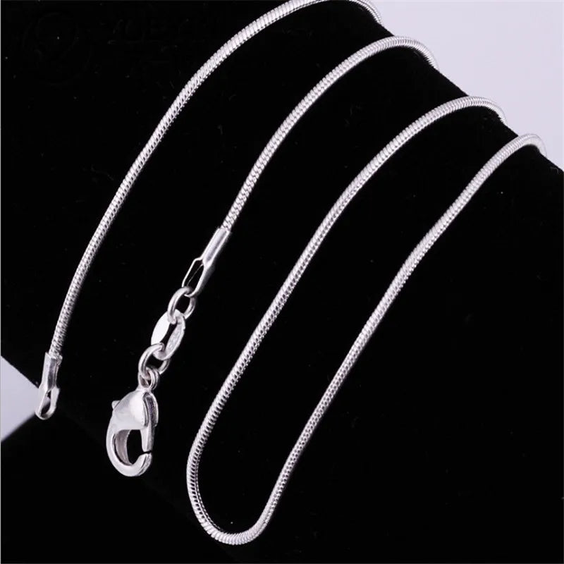 Colar de Corrente Cobra para Homens e Mulheres, prata esterlina 925, moda tira, alta qualidade, 1mm