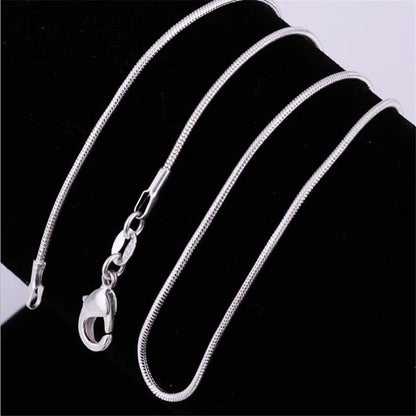 Snake Chain Necklace for Men and Women, 925 Sterling Silver, Fashion Sliver, High Quality, 1mm 