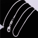 Colar de Corrente Cobra para Homens e Mulheres, prata esterlina 925, moda tira, alta qualidade, 1mm