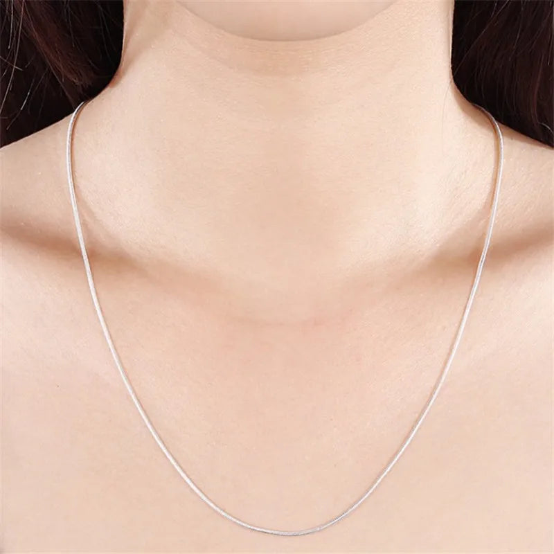 Colar de Corrente Cobra para Homens e Mulheres, prata esterlina 925, moda tira, alta qualidade, 1mm