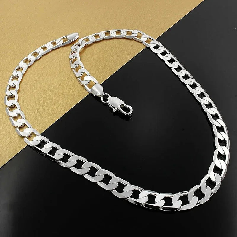 925 Sterling Silver Necklace for Men Women, Classic Chain, Luxury Jewelry, Wedding, Christmas Gifts 16, 18, 20, 22, 24 Inches, 6mm 