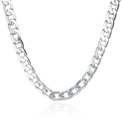 925 Sterling Silver Necklace for Men Women, Classic Chain, Luxury Jewelry, Wedding, Christmas Gifts 16, 18, 20, 22, 24 Inches, 6mm 