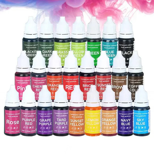 Coloração de Grau Alimentício para Cozimento, Decoração para Bolo Creme, Biscoitos Makaron DIY, Acessórios de Cozinha, 24 Cores, 10ml por Garrafa