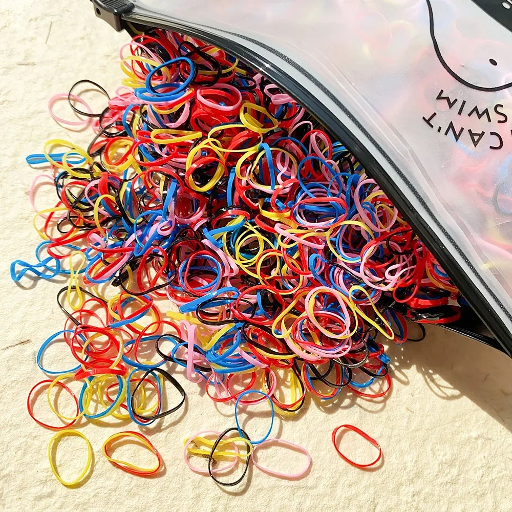 Bandas elásticas desechables de colores para el cabello para niños, diademas, coleteros, accesorios para el cabello (500 unidades, 1000 unidades) 