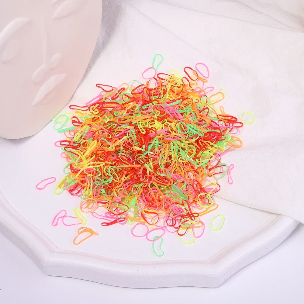 Bandas elásticas desechables de colores para el cabello para niños, diademas, coleteros, accesorios para el cabello (500 unidades, 1000 unidades) 