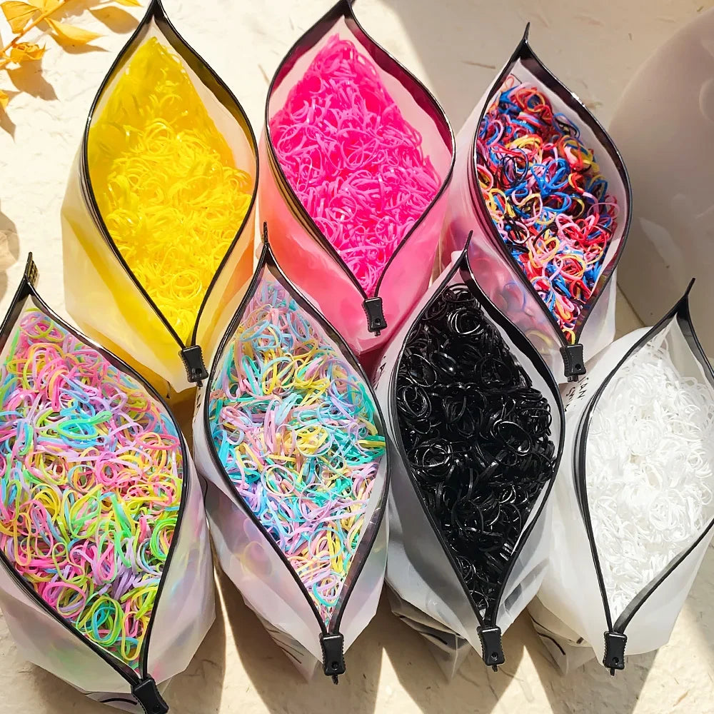 Bandas elásticas desechables de colores para el cabello para niños, diademas, coleteros, accesorios para el cabello (500 unidades, 1000 unidades) 