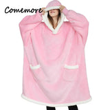 Comemore-Cobertor extragrande com capuz feminino com mangas, moletom xadrez, capuz velo, pijama feminino, roupa de casa, outono, inverno