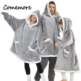 Comemore-Cobertor extragrande com capuz feminino com mangas, moletom xadrez, capuz velo, pijama feminino, roupa de casa, outono, inverno