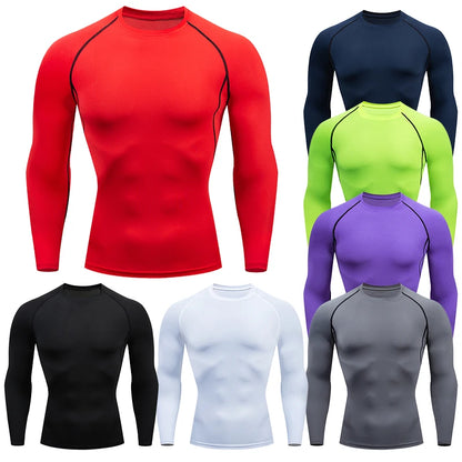 Compression Running T-Shirt for Men, Fitness Tight, Long Sleeve Sports Shirts, Training Jogging Tops, Gym Sportswear, Dry Fit Rashgard 