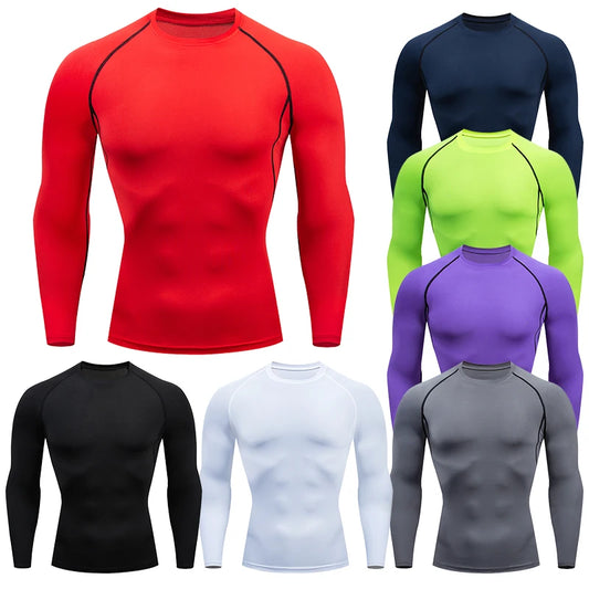 Compression Running T-Shirt for Men, Fitness Tight, Long Sleeve Sports Shirts, Training Jogging Tops, Gym Sportswear, Dry Fit Rashgard 